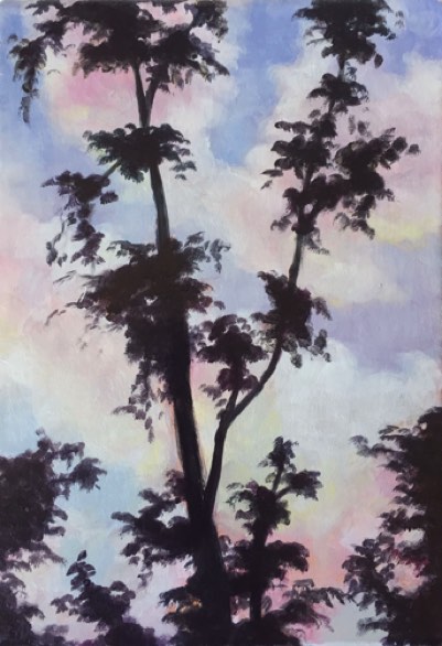 Twilight Trees
5x7in oil on wood $450 (framed)